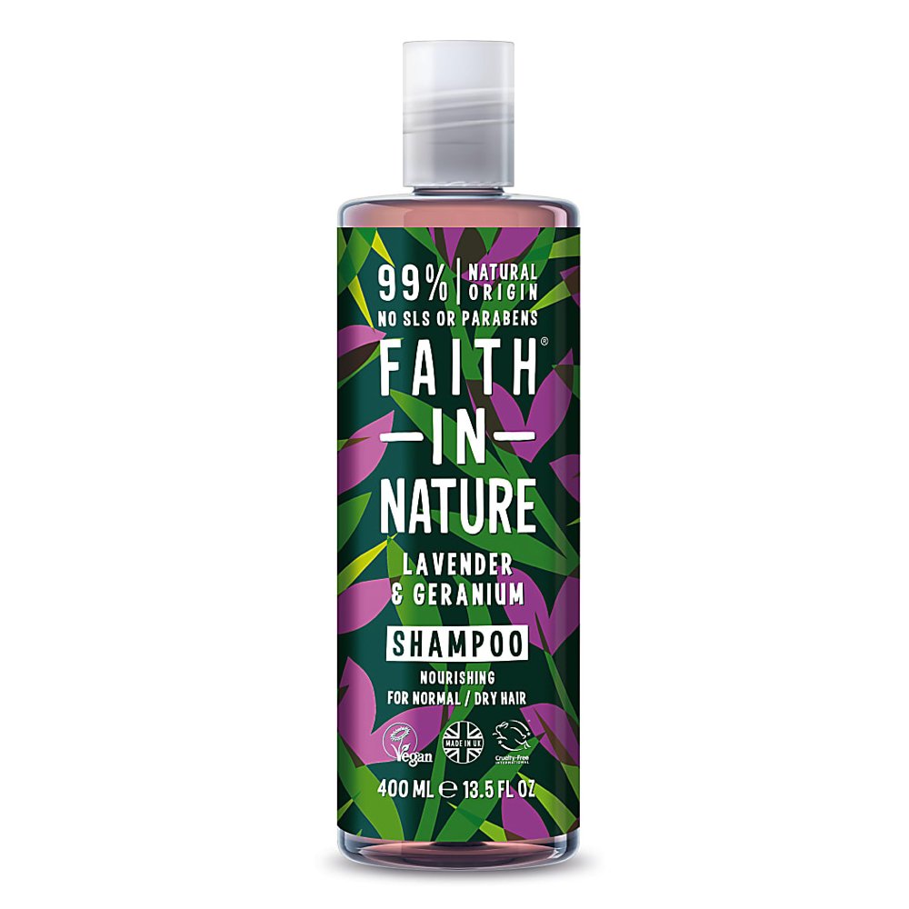 Faith in Nature šampoon rahustava lavendli ja geraniumiga normaalsetele/kuivadele juustele 400ml