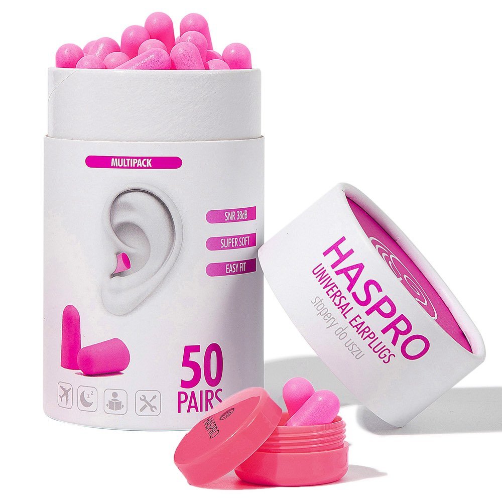 HASPRO pehmest vahust roosad kõrvatropid 50-paari (38dB)