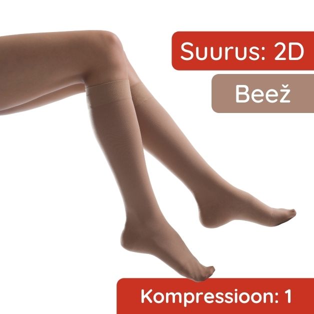Varbaosaga meditsiinilised kompressioonpõlvikud, paksud, 2D beež (AD205)